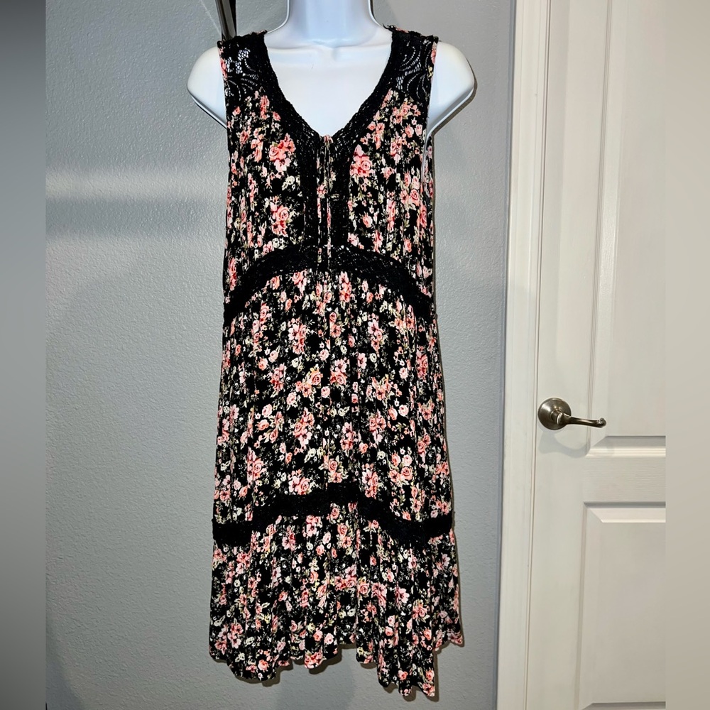 Xhilaration Black and Pink Floral Dress